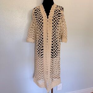 H&M Beige Crochet cardigan coat, small, NEW